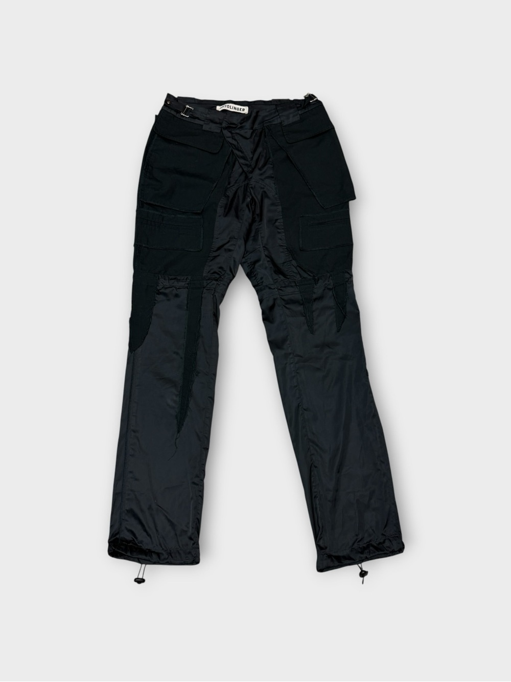 Designer Ottolinger Black Women's Cargo Utility Pants with Adjustable Hem
